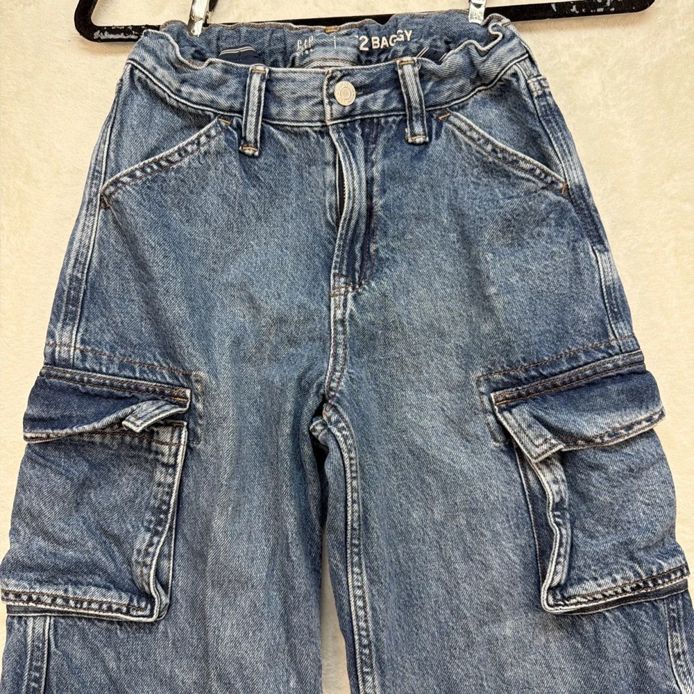 Gap Kids Cargo Jeans Boys‎ Size 12 Baggy Wide Leg Y2K Streetwear Denim